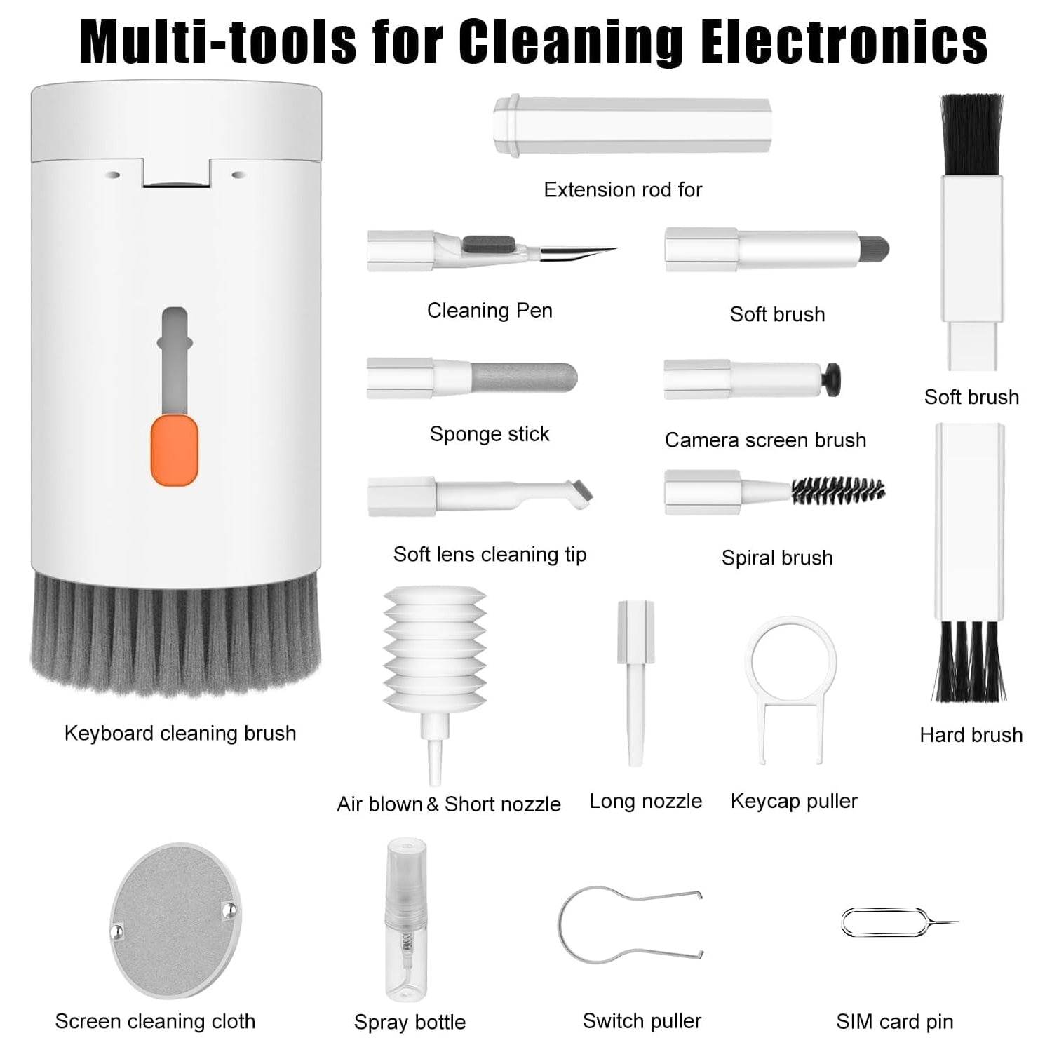 Keyboard Cleaner Kit, 20-in-1 Laptop Phone Screen Cleaning Kit, Keyboard Cleaning Kit with Electronic Cleaning Brush Spray for AirPods Pro, iPhone Pro, Camera, Computer Cleaning  - infinityexculsivestore.com