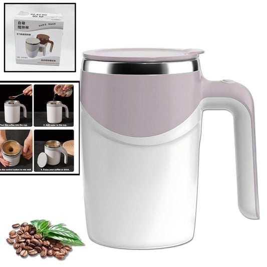 Stirring Coffee Mug | Magnetic Stirring Coffee Cup | Stainless Steel Mug for Milk | Travel Mixing Cup | Self Stirring Coffee Mug, Suitable for Coffee / Milk / Hot Chocolat | Battery Operated ( Battery Not Included) - infinityexculsivestore.com