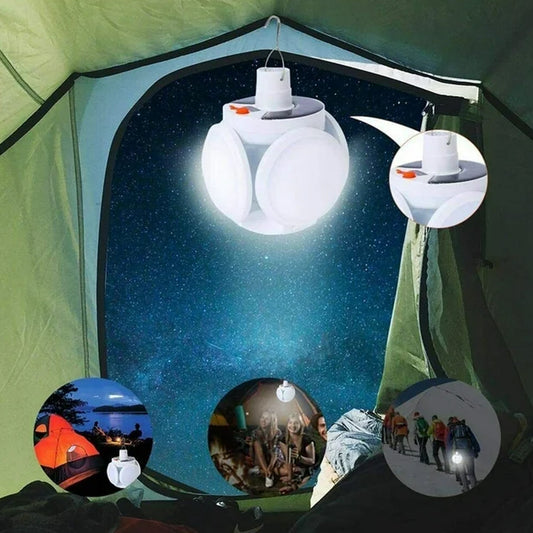 Solar Multi - Functional Emergency LED Light Bulb with USB Charging, LED camping lamp, camping lamp, USB rechargeable, 5 brightness light modes, foldable camping light, SOS IP65 waterproof camping light, blackout emergency equipment, camping gadgets - infinityexculsivestore.com