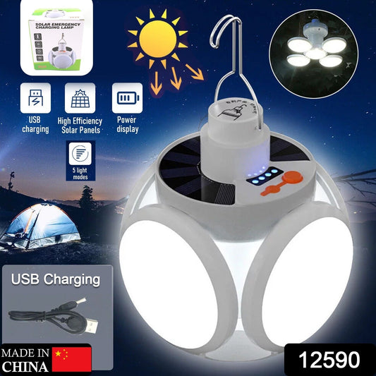 Solar Multi - Functional Emergency LED Light Bulb with USB Charging, LED camping lamp, camping lamp, USB rechargeable, 5 brightness light modes, foldable camping light, SOS IP65 waterproof camping light, blackout emergency equipment, camping gadgets - infinityexculsivestore.com