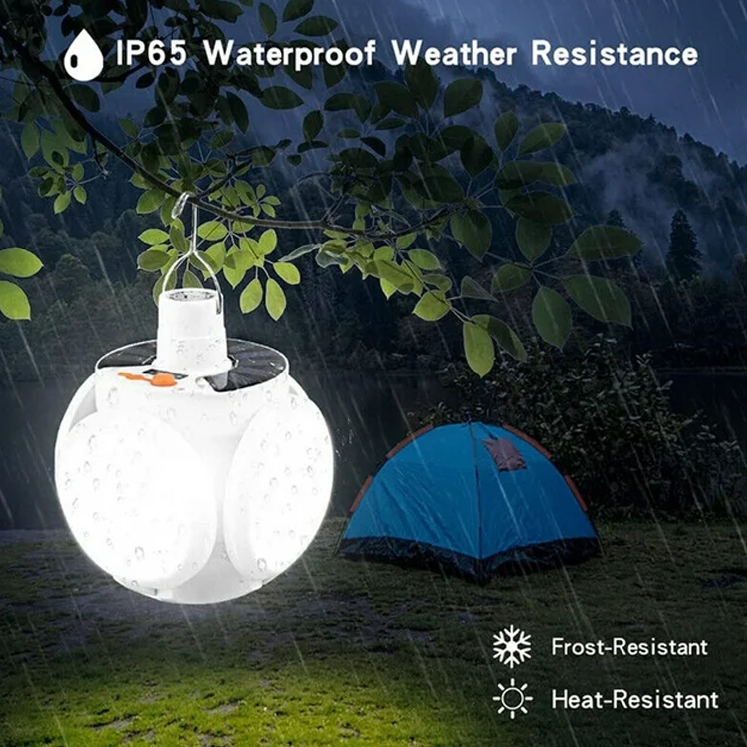 Solar Multi - Functional Emergency LED Light Bulb with USB Charging, LED camping lamp, camping lamp, USB rechargeable, 5 brightness light modes, foldable camping light, SOS IP65 waterproof camping light, blackout emergency equipment, camping gadgets - infinityexculsivestore.com