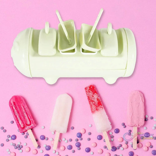 CARTOON SHAPE MOLD ICE CANDY, POPSICLE MOLD ICE, PLASTIC ICE CANDY MAKER KULFI MAKER MOLDS SET WITH 4 CUPS (1 PC / MULTICOLOR) - infinityexculsivestore.com