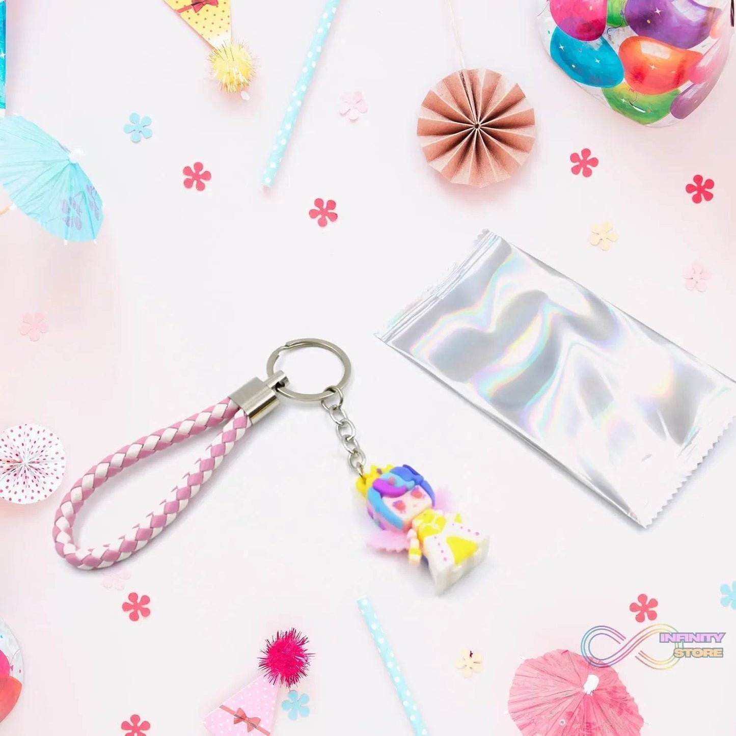 Cute Keychain With Card Gift - Keychain Accessories Key Chain Backpack Charms Car Keys Keychain for Kids Girls, Unicorn Toy and Charm Key- Chain for Bag / Door Key- Ring / car Key- Ring / Party Favor (Mix Color & Design 1 Pc ) - infinityexculsivestore.com