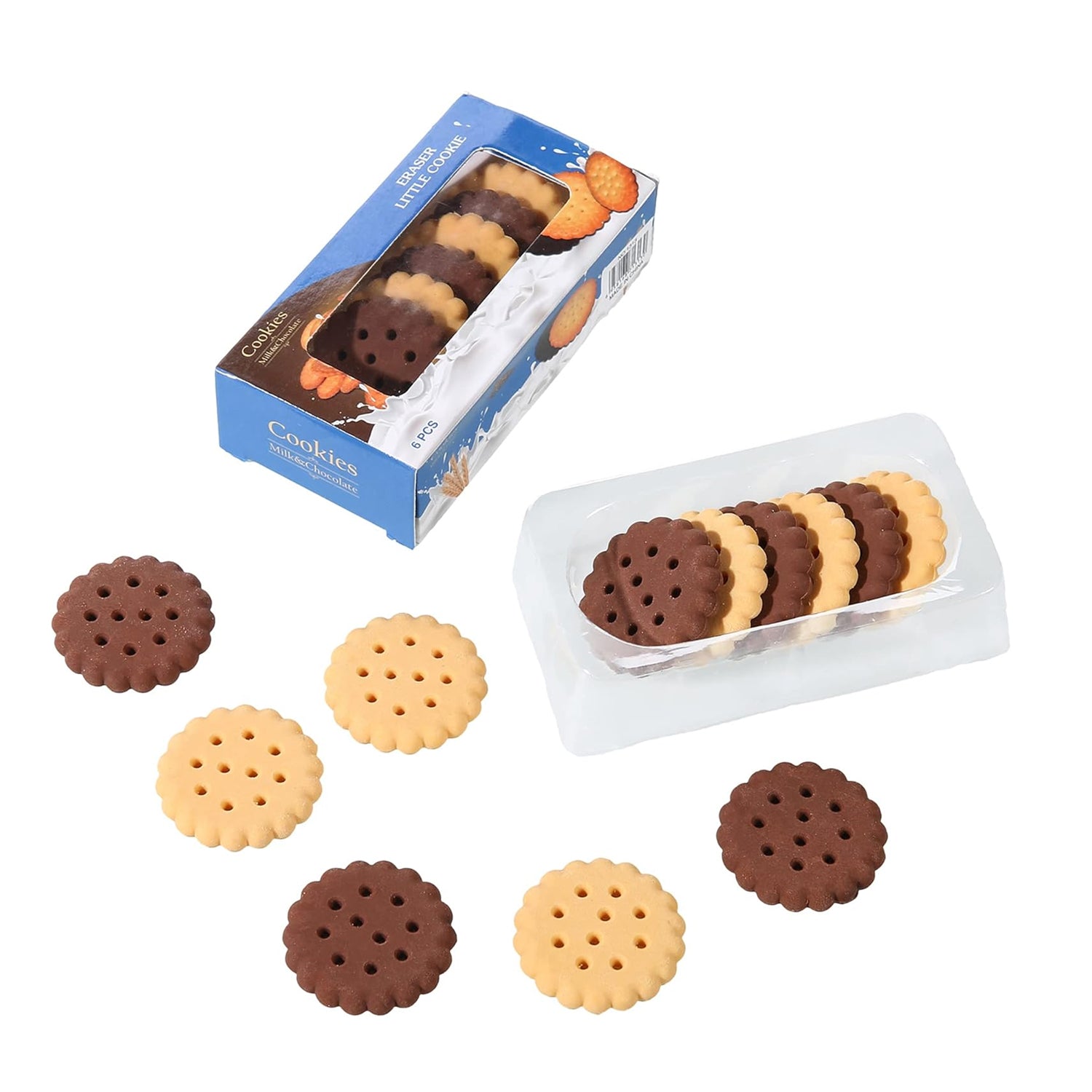 Pack of 6 Erasers Erasers Stationery School Rubber Schools Sketches Office Sign Kid Party Favour Gift Toy Gift Creative Christmas Birthday Gift in Shape Biscuits (6 Pcs Set) - infinityexculsivestore.com