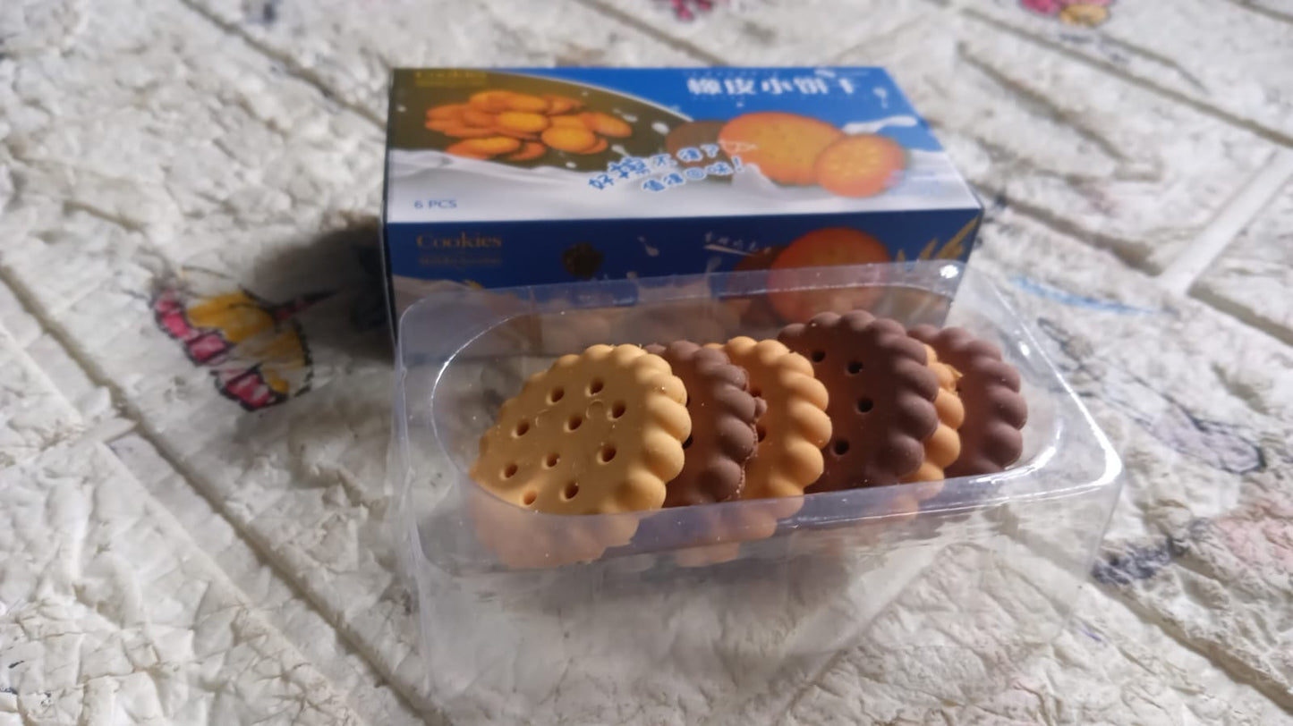 Pack of 6 Erasers Erasers Stationery School Rubber Schools Sketches Office Sign Kid Party Favour Gift Toy Gift Creative Christmas Birthday Gift in Shape Biscuits (6 Pcs Set) - infinityexculsivestore.com