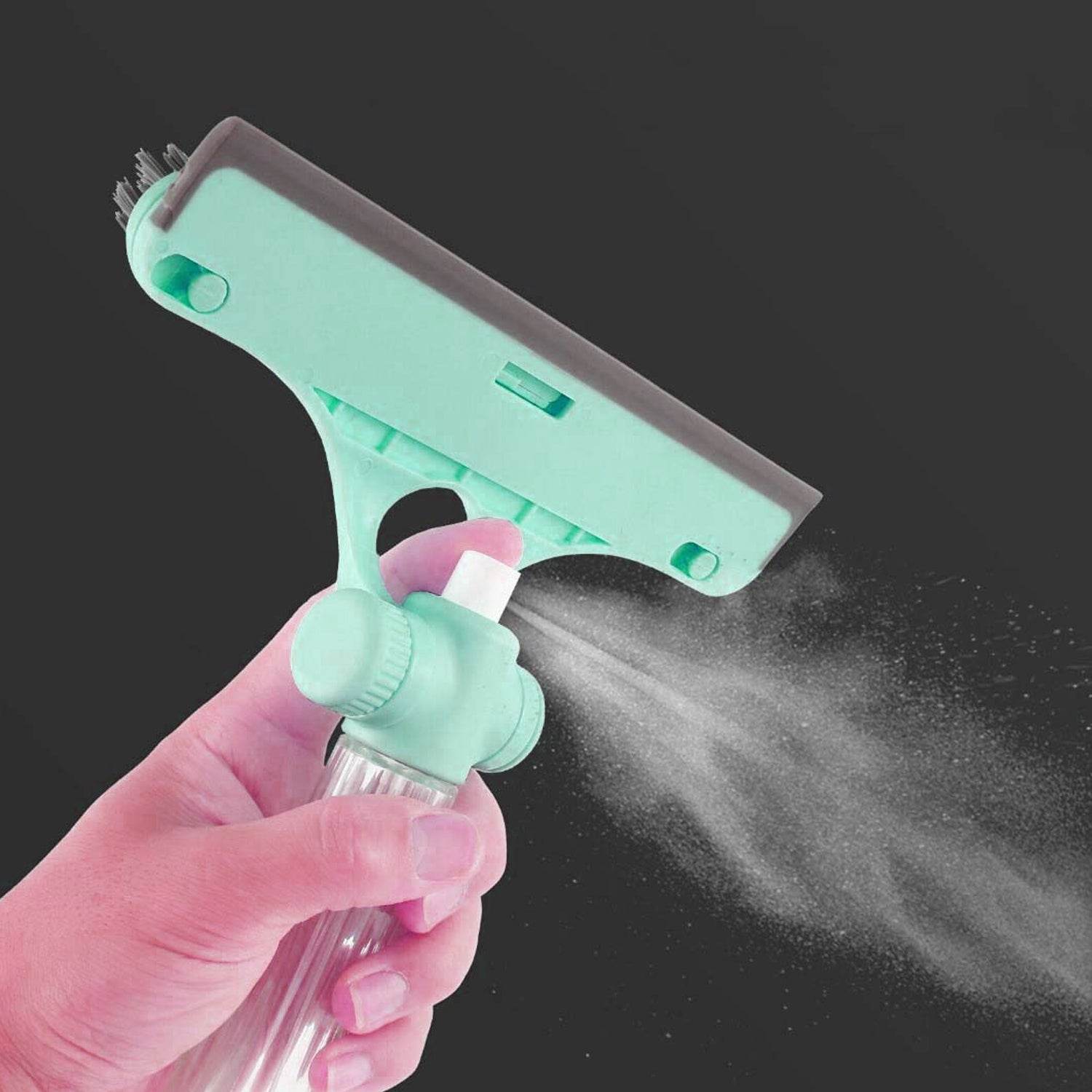 4 in 1 Multifunctional Glass Scraper, Window Glass Wiper with Watering Can, Silicon Cleaning Squeegee with Two Brush Heads, Practical Squeegee for Shower Doors, Windows, Tiles and Car Glass - infinityexculsivestore.com
