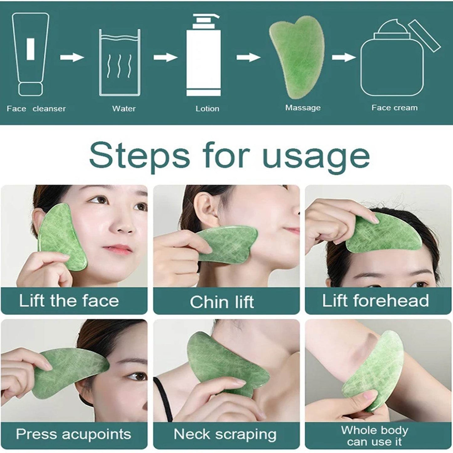 Gua Sha Stone and Anti Aging Jade Roller Massager for Face Massage Natural Face Skincare Massager & Face Roller Massager for Women | Face Shaper Jade Roller and Gua Sha Set for Glowing Skin - infinityexculsivestore.com