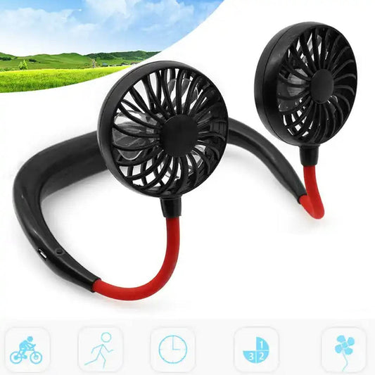 Hand Free Personal Fan - Portable USB Battery Rechargeable Mini Fan - Headphone Design Wearable Neckband Fan Necklance Fan Cooler Fan for Home, Sport, Camping, Beach, Travel, Office - infinityexculsivestore.com