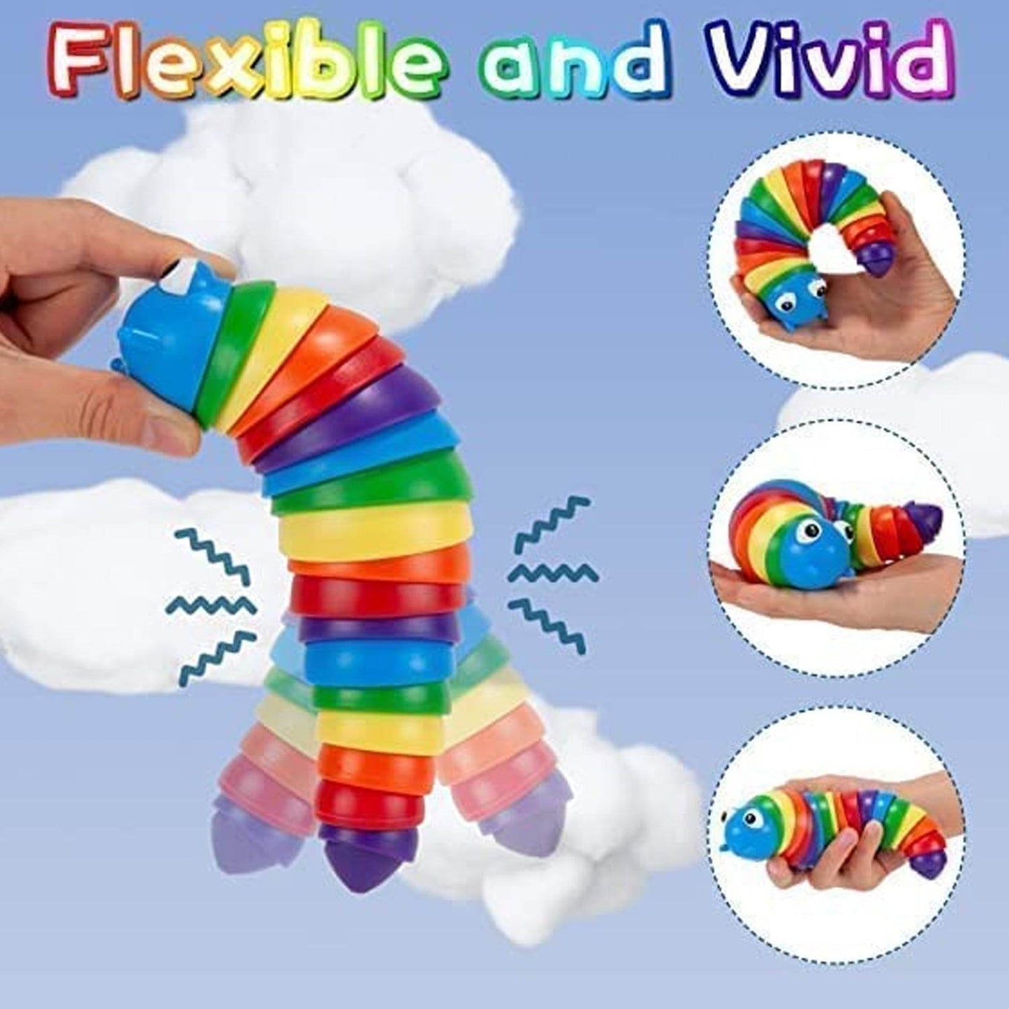 3D Rainbow Color Plastic Slug Fidget Toys, Stress Relieving Toy, Sensory Slug Toy for Boys and Girls, Finger slug Toy, for Autistic, Caterpillar Fidget Toys Stress Relief Gifts for Toddlers Kids Adults (1 Pc) - infinityexculsivestore.com