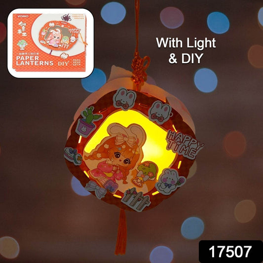 DIY Traditional Lanterns Handmade Cartoon Paper Lanterns, Antique Portable Lantern Hollow-Out Projection Luminescent LED Lamp DIY Hanging Paper Lanterns for Festival Party Decor - infinityexculsivestore.com