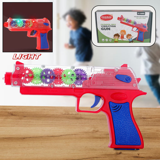 Plastic Gear Simulation Toy Gun for Kids, Pretend Play Gun Toys with 3D Flashing Lights and Exciting Music, Electric Laser Toy Guns with Rotating Gear Mechanism, Toy for Birthday Gift for Kids 3+ Years (Pack of 1) - infinityexculsivestore.com