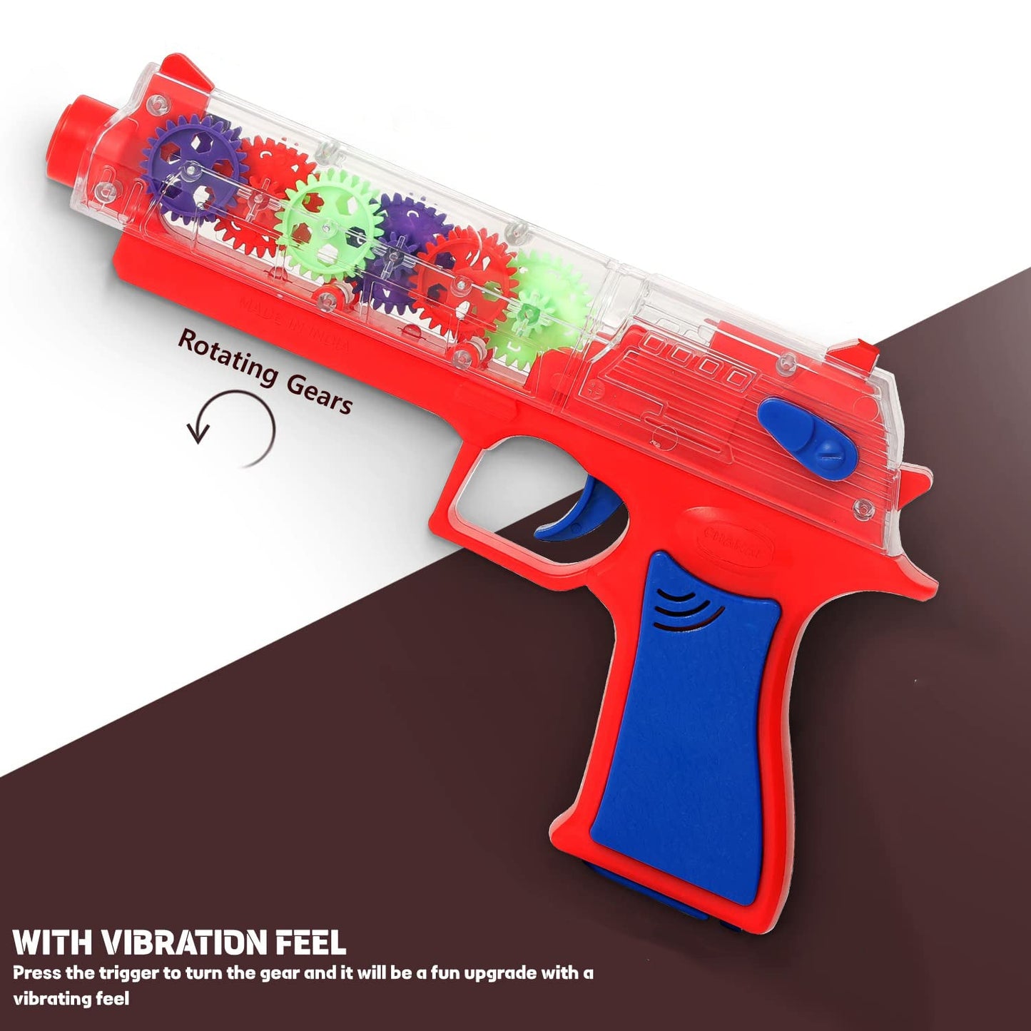 Plastic Gear Simulation Toy Gun for Kids, Pretend Play Gun Toys with 3D Flashing Lights and Exciting Music, Electric Laser Toy Guns with Rotating Gear Mechanism, Toy for Birthday Gift for Kids 3+ Years (Pack of 1) - infinityexculsivestore.com