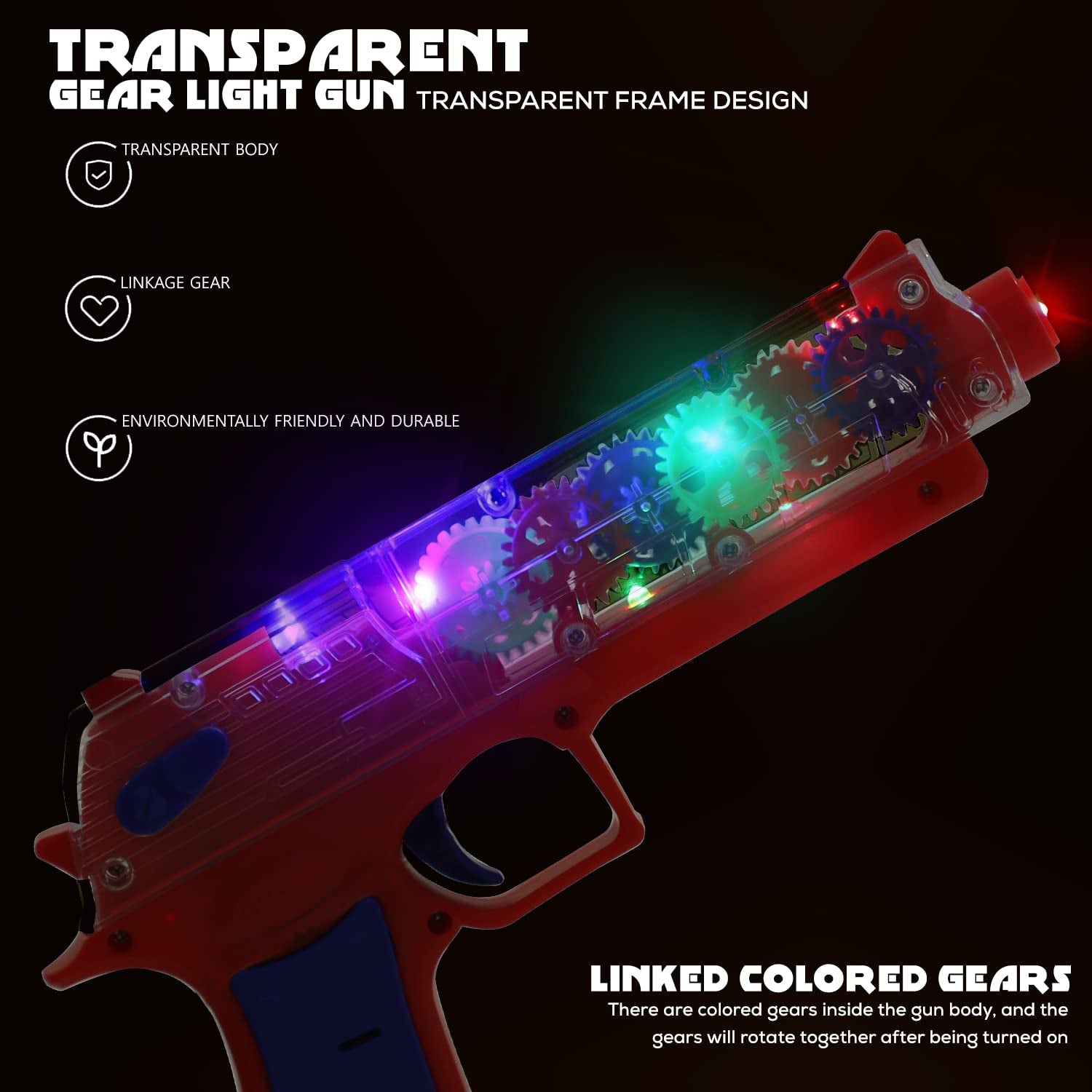 Plastic Gear Simulation Toy Gun for Kids, Pretend Play Gun Toys with 3D Flashing Lights and Exciting Music, Electric Laser Toy Guns with Rotating Gear Mechanism, Toy for Birthday Gift for Kids 3+ Years (Pack of 1) - infinityexculsivestore.com