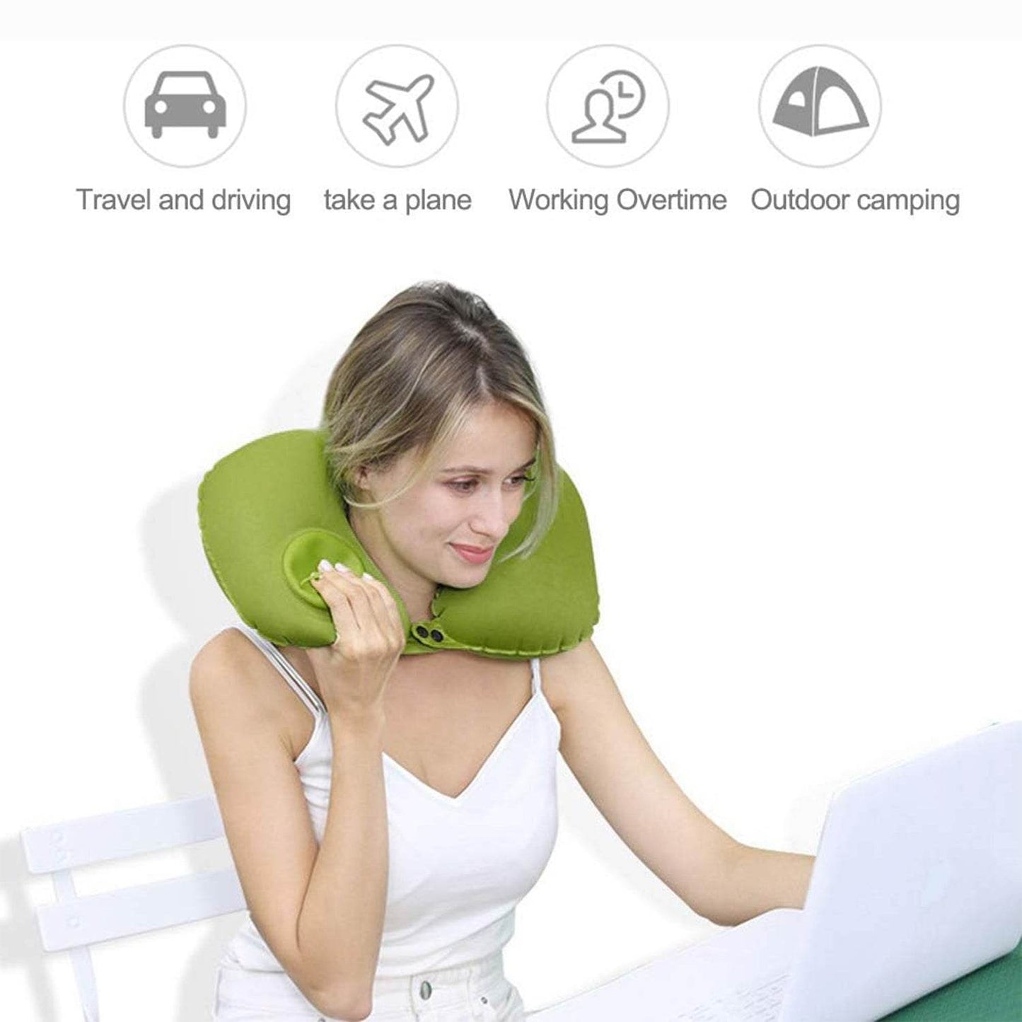 Inflatable & Foldable, Pillow U Shape Air Cushion Travel Pillow, Travel Business Trip Neck Pillow for Long Trips, Ideal for Men & Women Portable, and Perfect for Backpacking, Car Camping, and Even Airplane Travel - infinityexculsivestore.com
