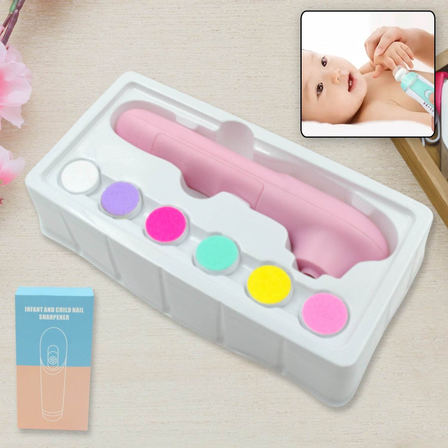 6 in1 Electric Manicure Nail Sharpener for Babies and Children Baby Nail Cutter Manicure with 6 Grinding Heads, Electric Baby Nail File Electric Nail Clipper Toddler Nail Scissors Dropshipping - infinityexculsivestore.com