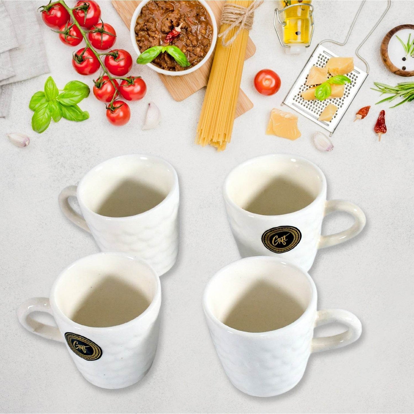 Crysta Ceramic Tea Cups With Plastic tray Environmental Friendly Festival for Milk Cup, Coffee Cup, Tea Cup, Breakfast Cup, Drinking Mug or Outdoor for Household Gift For Birthday (5 Pcs Set) - infinityexculsivestore.com