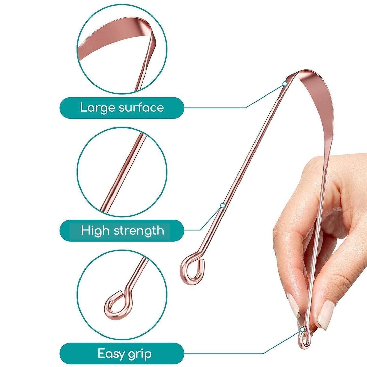 Tongue Cleaner For Kids & Adults | Tongue Scraper For Bad Breath, Maintain Oral Hygiene for Daily Use | for Fresh Breath & Bacteria Removal | Improved Taste (Steel, Copper, Tongue Cleaner / 1 Pc) - infinityexculsivestore.com