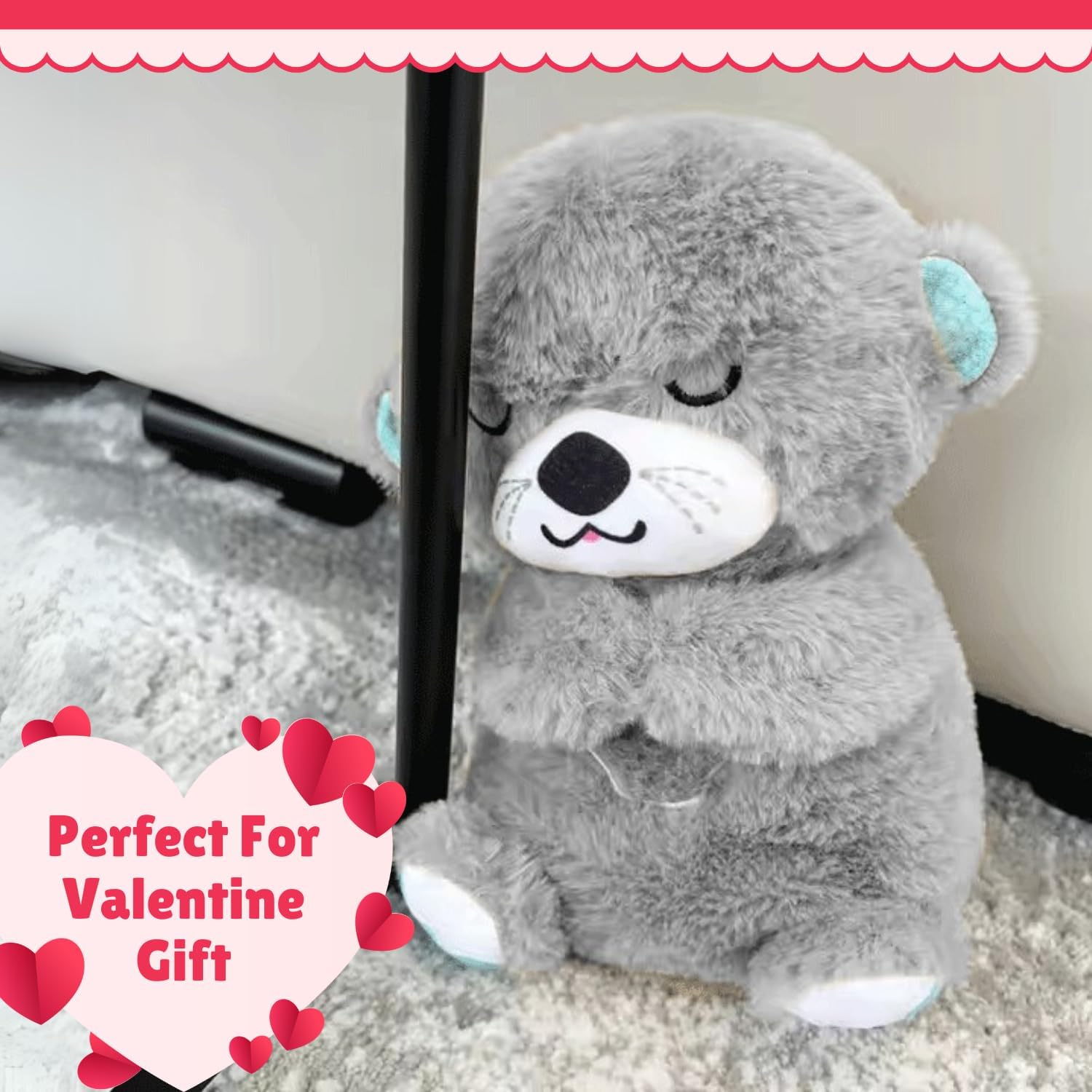 MOROVIK Breathing Teddy Otter Glowing Music for Baby Sensory Sleep Lights Rhythmic Simulation Plush for Babies Kids Soothing Sound and Décor Item Specialy for Valentine Gift (Multi) - infinityexculsivestore.com