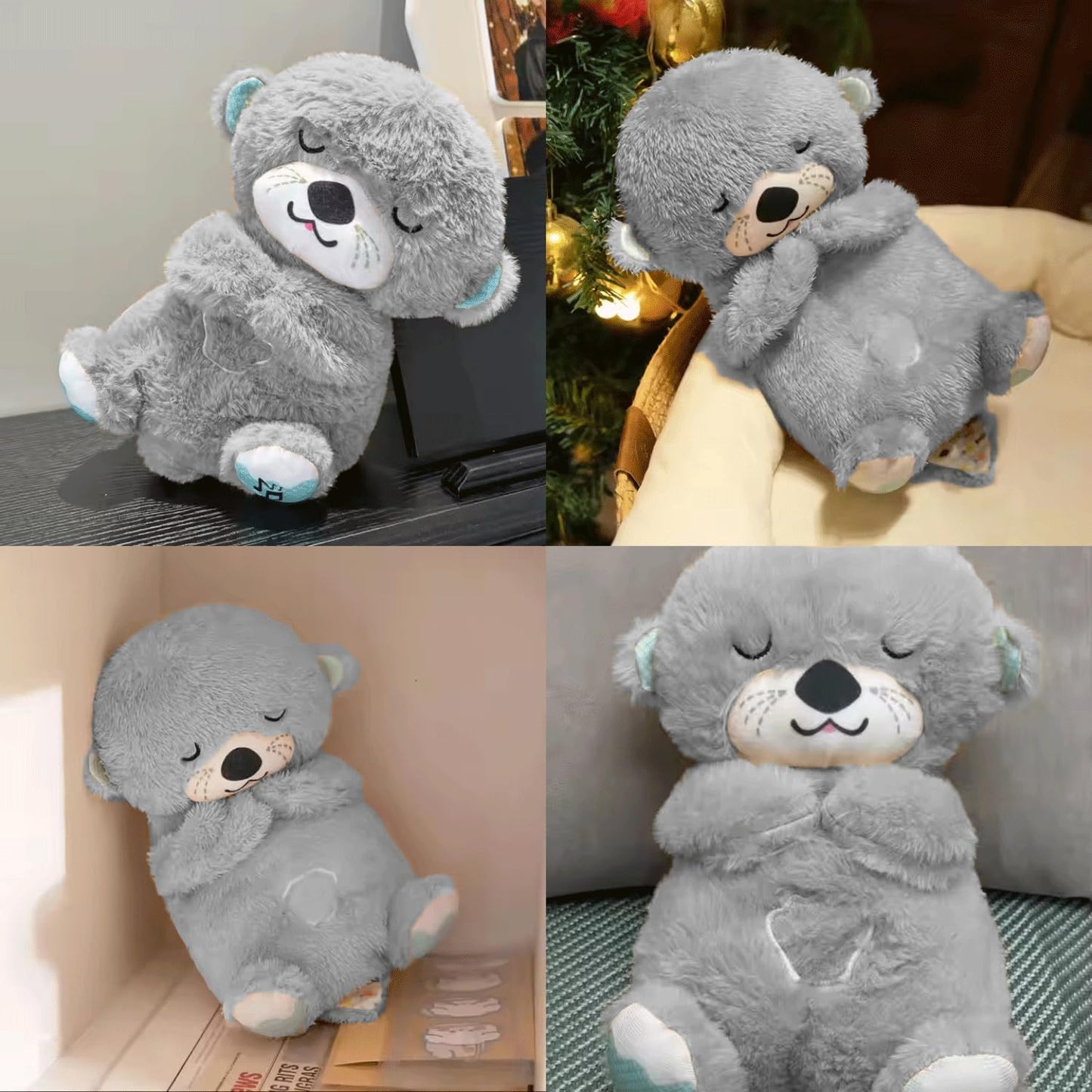 MOROVIK Breathing Teddy Otter Glowing Music for Baby Sensory Sleep Lights Rhythmic Simulation Plush for Babies Kids Soothing Sound and Décor Item Specialy for Valentine Gift (Multi) - infinityexculsivestore.com