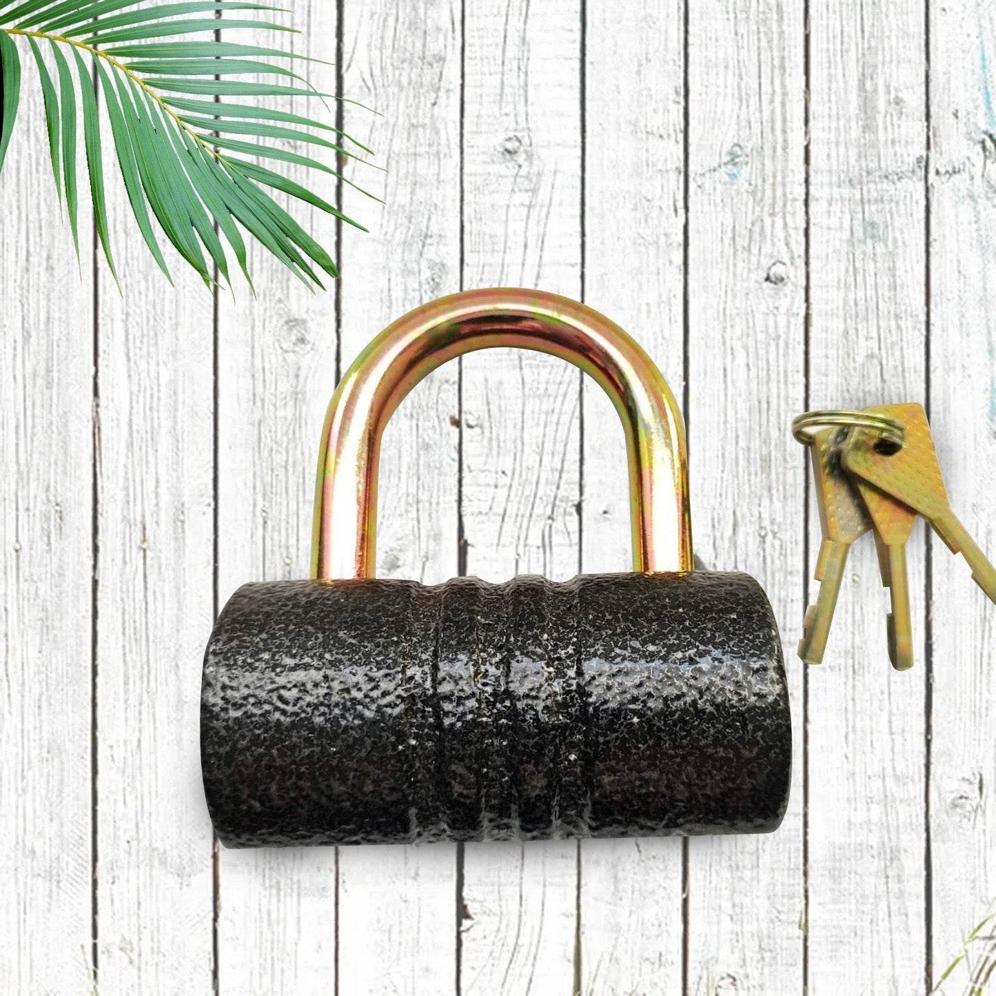 Iron Pad lock, Brass Core and Thickened Spray Black Iron Door Lock With 5 pc Keys for Home Dormitory, Waterproof Antirust Anti-theft Padlocks Outdoor Gate Shed Locks Warehouse Big Iron Door Drawer Lock (82 mm ) - infinityexculsivestore.com