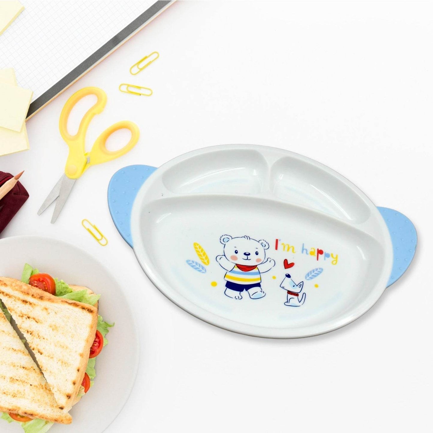 5in1 Baby Feeding Set for Kids and Toddlers,Children Children Dinnerware Set - Feeding Set for Kids, Cartoon Design Plate, Cup, Spoon, Fork Tableware Cutlery for Kids Microwave (5 Pcs Set) - infinityexculsivestore.com