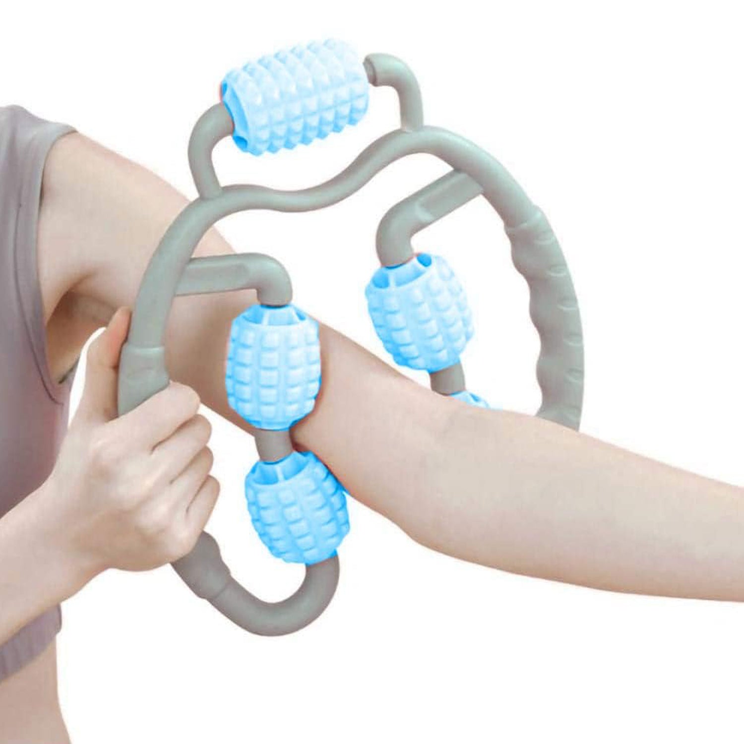 Muscle Massage Roller, 5 Wheels Relieve Soreness Leg Muscle Roller Fitness Roller Muscle Relaxer Massage Roller Ring Clip All Round Massaging Uniform Force Elastic PP Drop Shaped for Home Use (1 Pc) - infinityexculsivestore.com