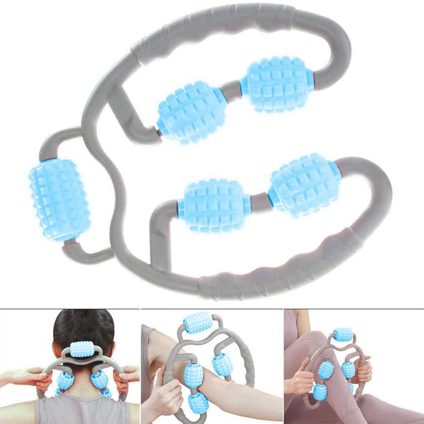 Muscle Massage Roller, 5 Wheels Relieve Soreness Leg Muscle Roller Fitness Roller Muscle Relaxer Massage Roller Ring Clip All Round Massaging Uniform Force Elastic PP Drop Shaped for Home Use (1 Pc) - infinityexculsivestore.com