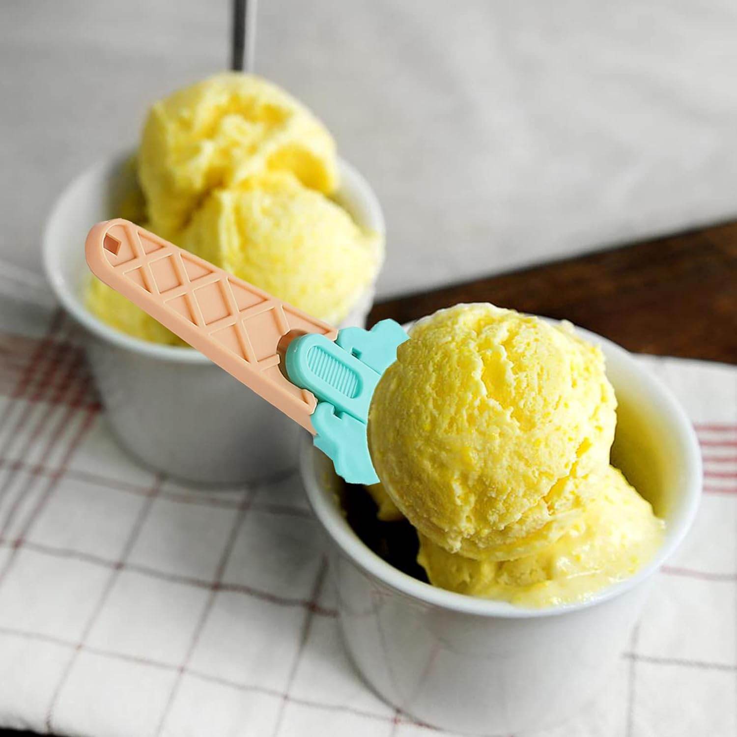 Ice Cream Spoons 2pcs Plastic Water Melon Scoopers with Trigger Dipper and Adults for Summer Party Ice Cream Scoop, Food Serving Spoon Kitchen Tools Ice Cream Digging Spoon Household Spoons Cupcake Spoons Aps Fruit Ball Player (2 Pc) - infinityexculsivestore.com