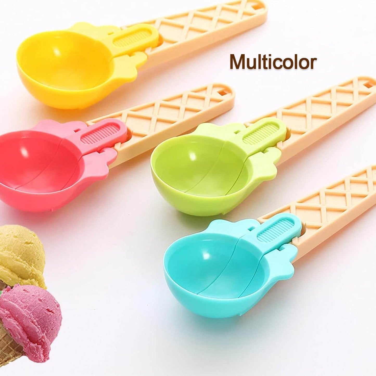 Ice Cream Spoons 2pcs Plastic Water Melon Scoopers with Trigger Dipper and Adults for Summer Party Ice Cream Scoop, Food Serving Spoon Kitchen Tools Ice Cream Digging Spoon Household Spoons Cupcake Spoons Aps Fruit Ball Player (2 Pc) - infinityexculsivestore.com