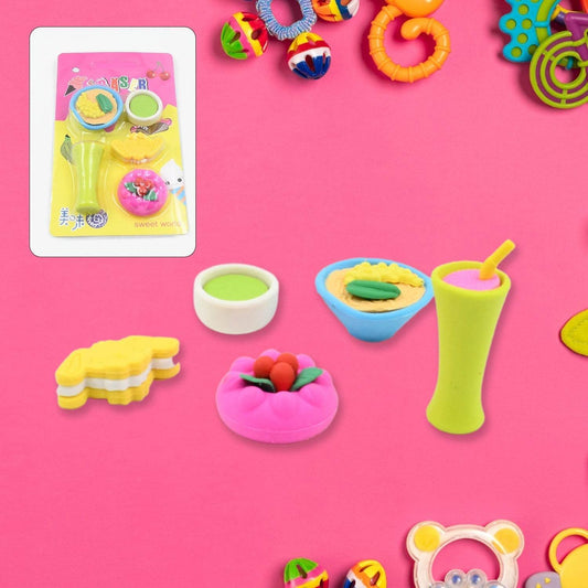 3D Mix Design Fancy & Stylish Colorful Erasers, Mini Eraser Creative Cute Novelty Eraser for Children Different Designs Eraser Set for Return Gift, Birthday Party, School Prize (1 Set) - infinityexculsivestore.com