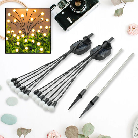 Solar Garden Lights, Solar - Powered Firefly Lamp, New Upgraded Solar Firefly Lights Outdoor Waterproof, Solar Outdoor Decorative Lights for Yard Gardening Patio Backyard Pathway DΓ©cor (2 PCS Set 12 LED (Warm Light)) - infinityexculsivestore.com