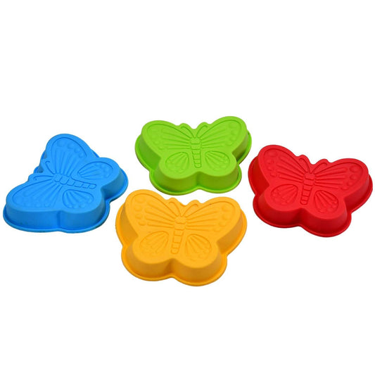 Butterfly Shape Cake Cup Liners I Silicone Baking Cups I Muffin Cupcake Cases I Microwave or Oven Tray Safe I Molds for Handmade Soap, Biscuit, Chocolate, Muffins, Jelly – Pack of 4 - infinityexculsivestore.com