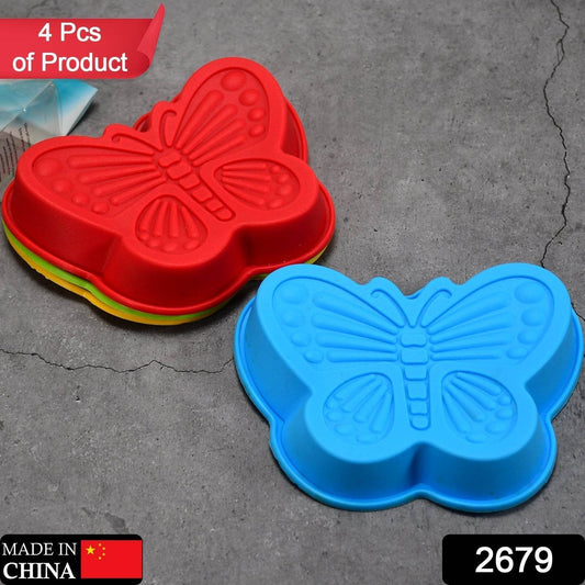 Butterfly Shape Cake Cup Liners I Silicone Baking Cups I Muffin Cupcake Cases I Microwave or Oven Tray Safe I Molds for Handmade Soap, Biscuit, Chocolate, Muffins, Jelly – Pack of 4 - infinityexculsivestore.com