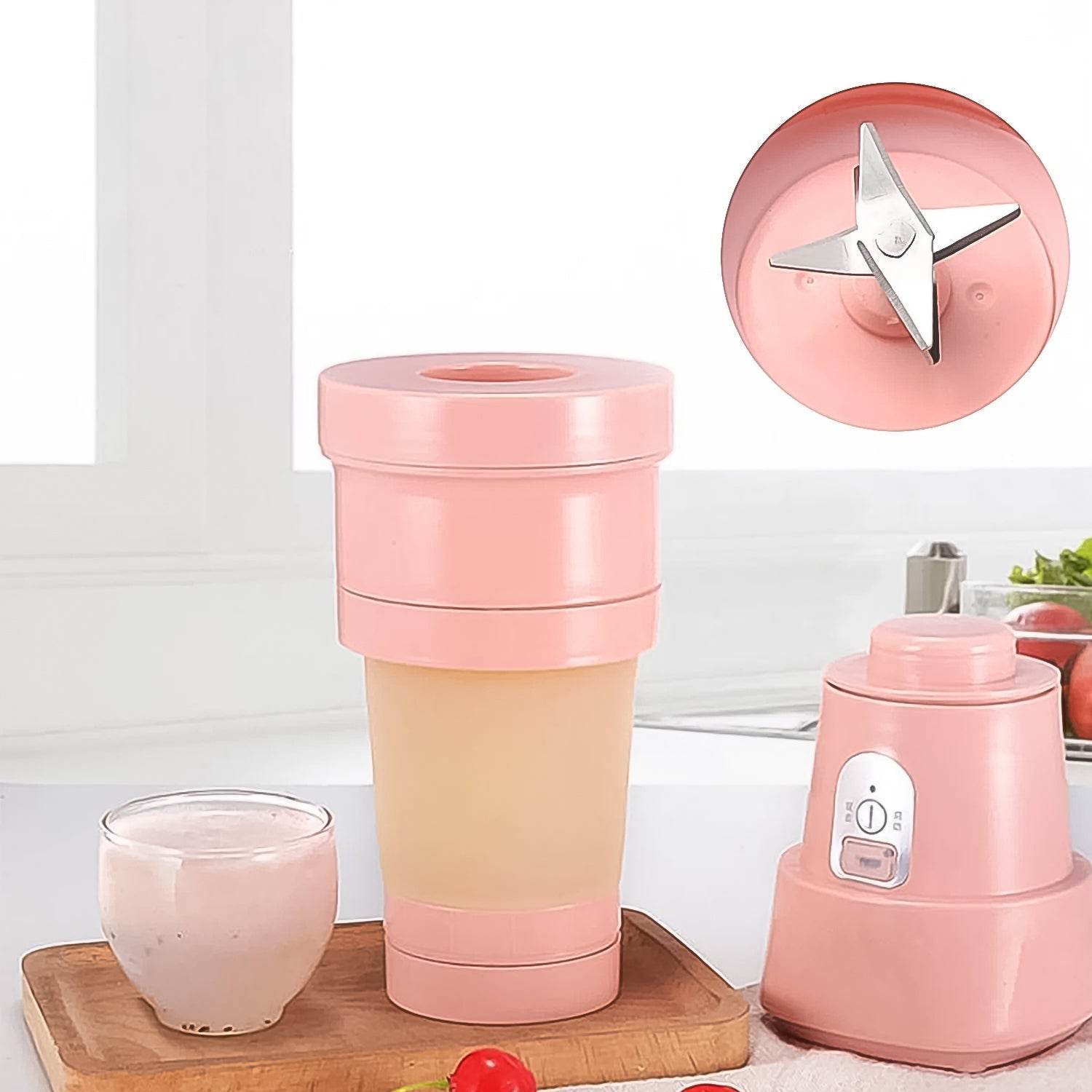 Foldable Electric Juicer, Portable Blender Stainless Steel 6 Blades (500 ML) - infinityexculsivestore.com