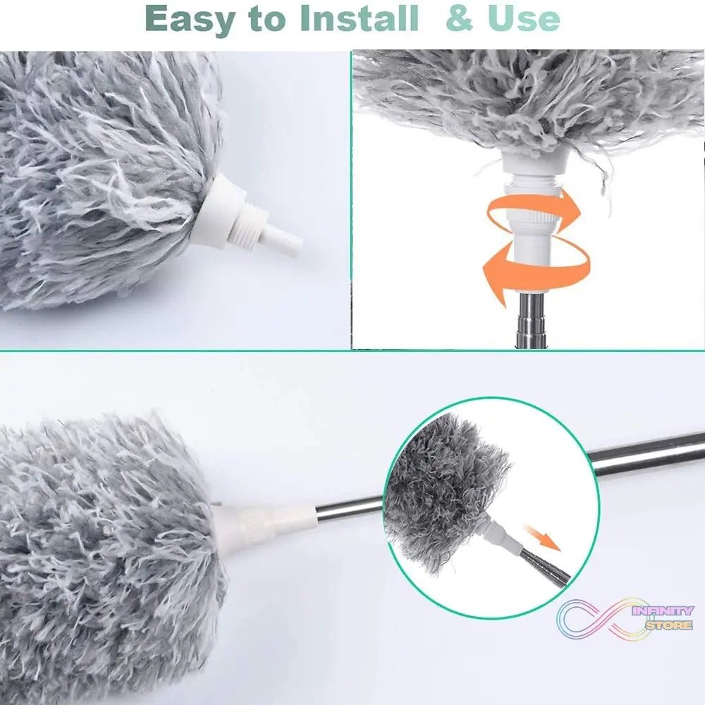 Microfiber Dusters for Cleaning, Telescoping Feather Duster with 100 inches Extendable Handle Pole, Dusting Cleaning Tools for Cleaning High Ceiling, Ceiling Fan, Blinds, Cobwebs, Furniture, Cars - infinityexculsivestore.com
