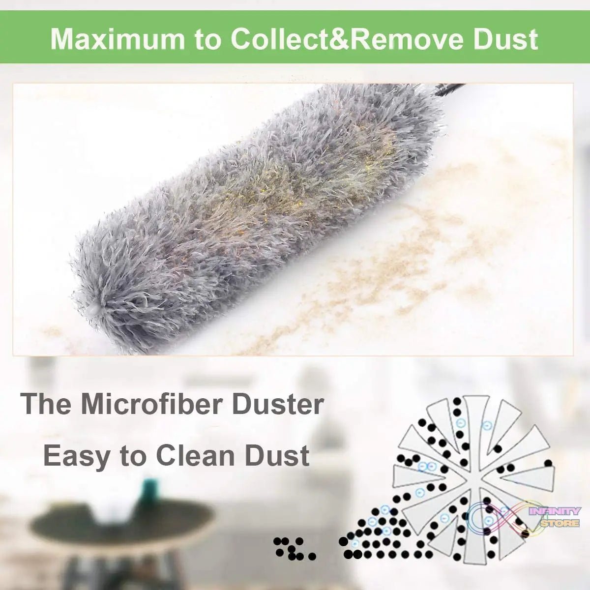 Microfiber Dusters for Cleaning, Telescoping Feather Duster with 100 inches Extendable Handle Pole, Dusting Cleaning Tools for Cleaning High Ceiling, Ceiling Fan, Blinds, Cobwebs, Furniture, Cars - infinityexculsivestore.com