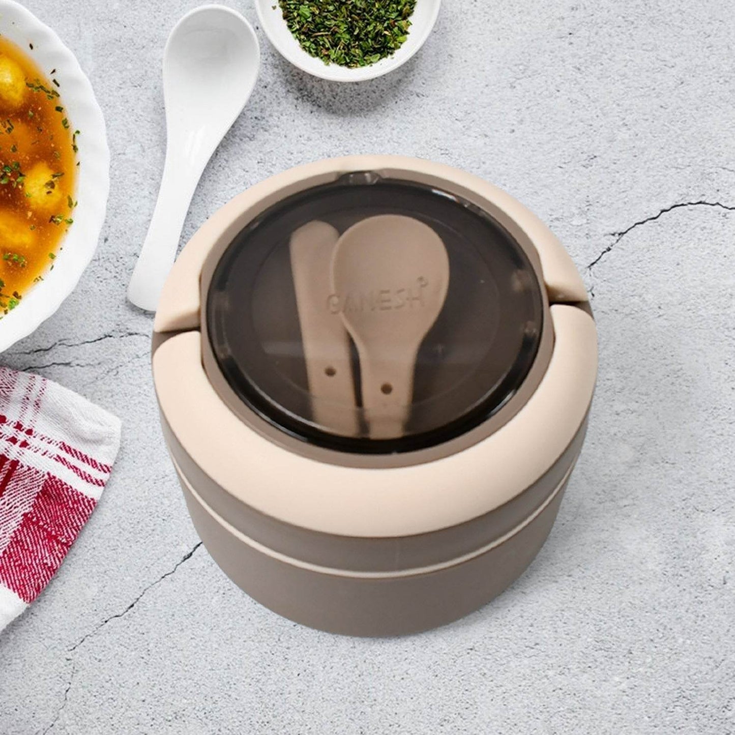 Ganesh Cresta Food Insulated Airtight Leak-Proof Lunch Box With Spoon for Office, School, Picnic (1Pc) - infinityexculsivestore.com