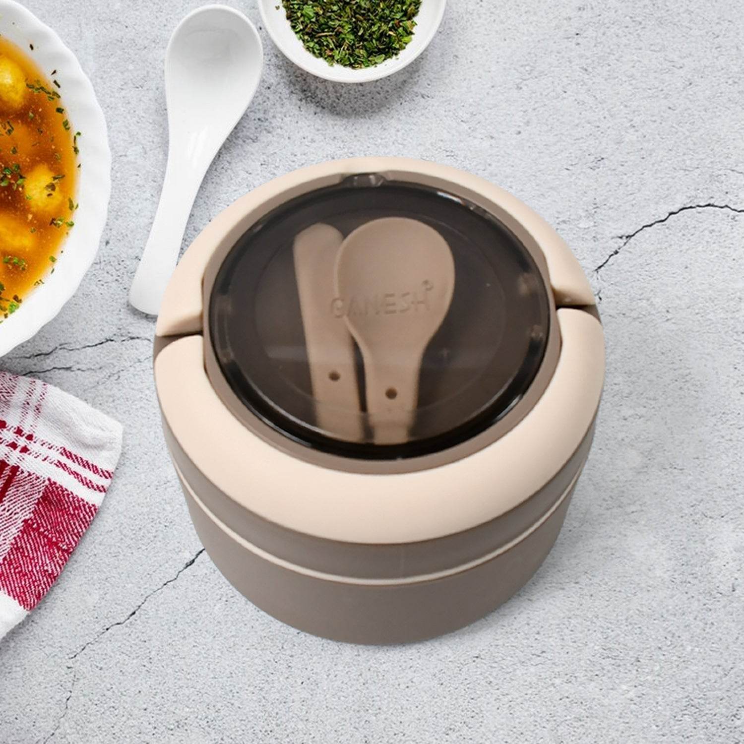 Ganesh Cresta Food Insulated Airtight Leak-Proof Lunch Box With Spoon for Office, School, Picnic (1Pc) - infinityexculsivestore.com