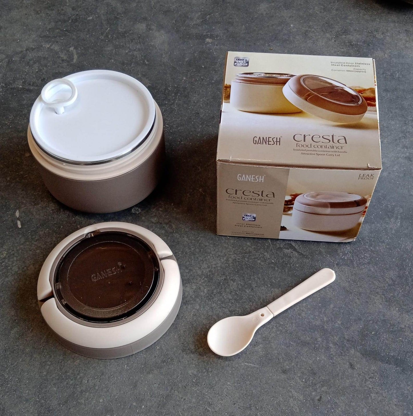 Ganesh Cresta Food Insulated Airtight Leak-Proof Lunch Box With Spoon for Office, School, Picnic (1Pc) - infinityexculsivestore.com