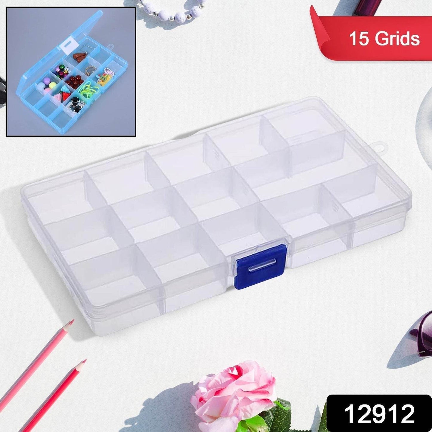15 Grids Jewelry Organizer Plastic Jewelry Organizer Box Clear Jewelry Organizer Box Plastic Bead Organizers with Adjustable Dividers for Herbs Pills Bead, Jewelry, and Other Small Item (1 Pc) - infinityexculsivestore.com