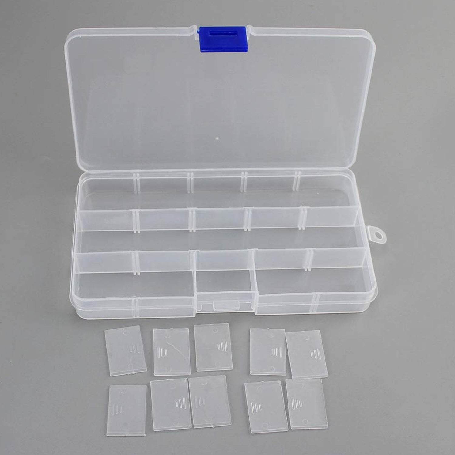 15 Grids Jewelry Organizer Plastic Jewelry Organizer Box Clear Jewelry Organizer Box Plastic Bead Organizers with Adjustable Dividers for Herbs Pills Bead, Jewelry, and Other Small Item (1 Pc) - infinityexculsivestore.com