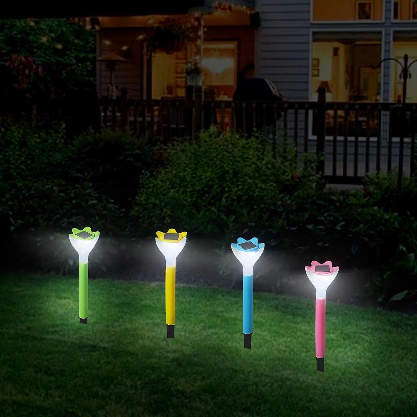 Street Light Solar Flowers Lights Road Light Flower Landscape Light Decorative Yard Lights Solar Lights Garden Stake Flower Lights Solar Landscape Light in Outdoor Spotlight (2 Pc ) - infinityexculsivestore.com