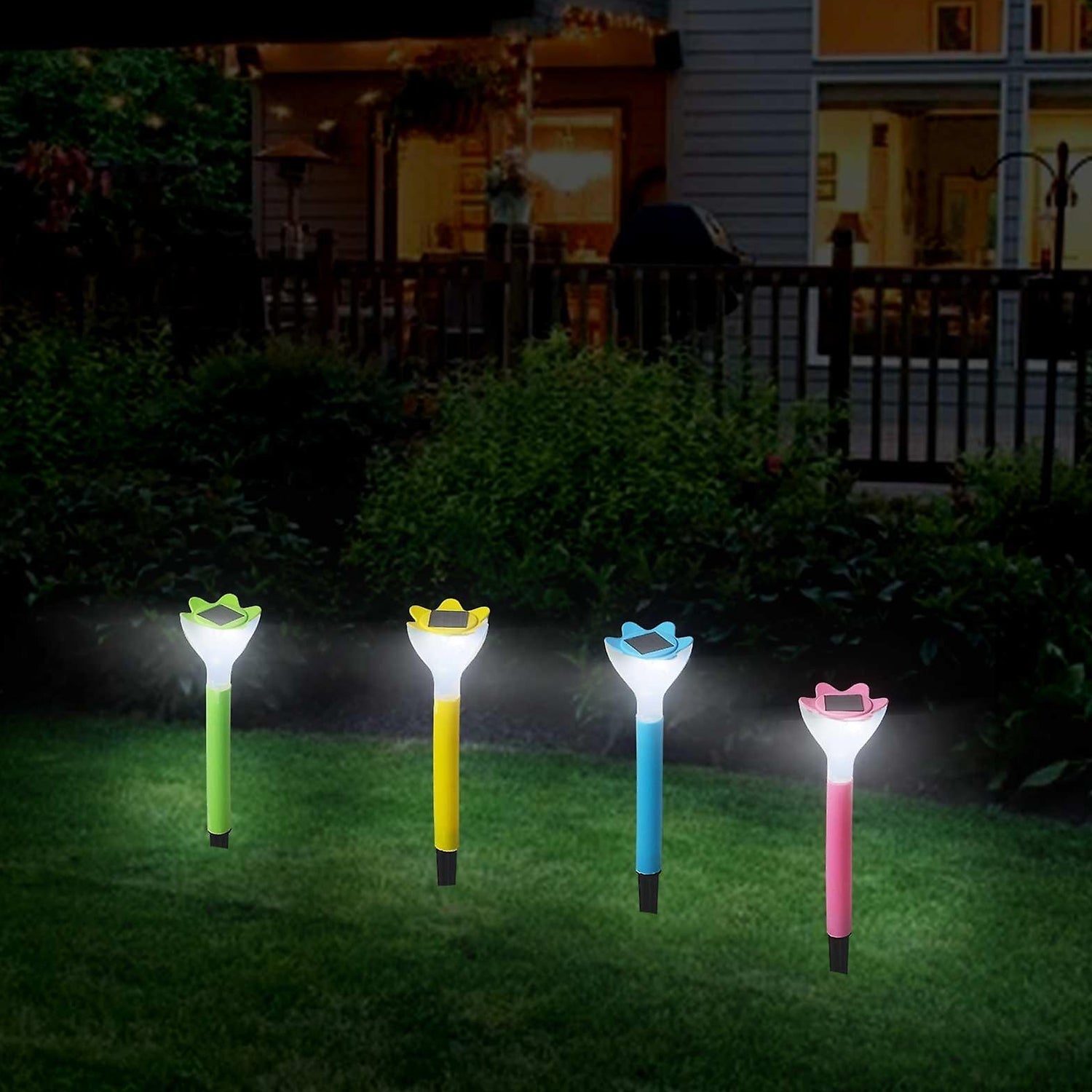 Street Light Solar Flowers Lights Road Light Flower Landscape Light Decorative Yard Lights Solar Lights Garden Stake Flower Lights Solar Landscape Light in Outdoor Spotlight (2 Pc ) - infinityexculsivestore.com