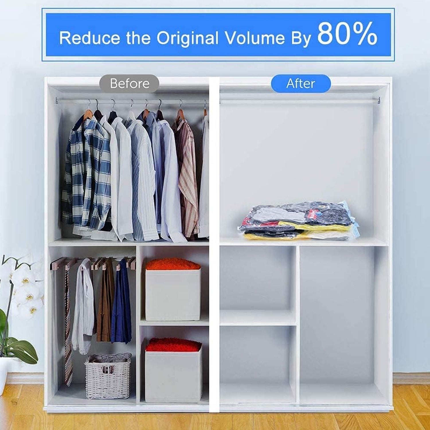 Vacuum Storage Bags with Suction Pump & Shirt clips - Vacuum Bags - Big Capacity Vacuum Seal Bags for Travel Clothes Blankets Pillows, Compression Bags | Space Saver Vacuum Storage Bags (5 Pcs Set) - infinityexculsivestore.com