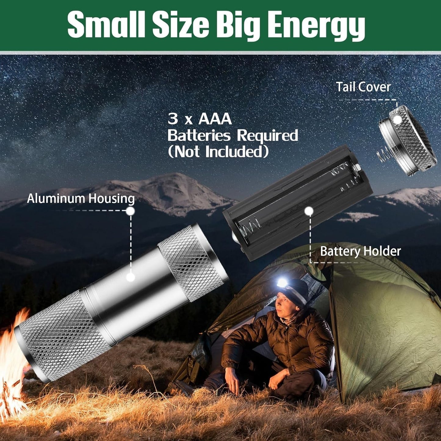 Portable Mini Torch, Super - Bright Mini 9 LED Bulb Pocket Torches - Torch Flashlight for Camping, Hiking, DIY, Travelling, Outdoors and More 3 Battery operated (Battery not included / 1 pc / Mix Color) - infinityexculsivestore.com