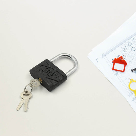 Iron Padlock, Brass Core and Thickened Spray Black Iron Door Lock for Home Dormitory, Waterproof Antirust Anti-theft Padlocks Outdoor Gate Shed Locks Warehouse Big Iron Door Drawer Lock (75mm, 60mm, 32mm) - infinityexculsivestore.com