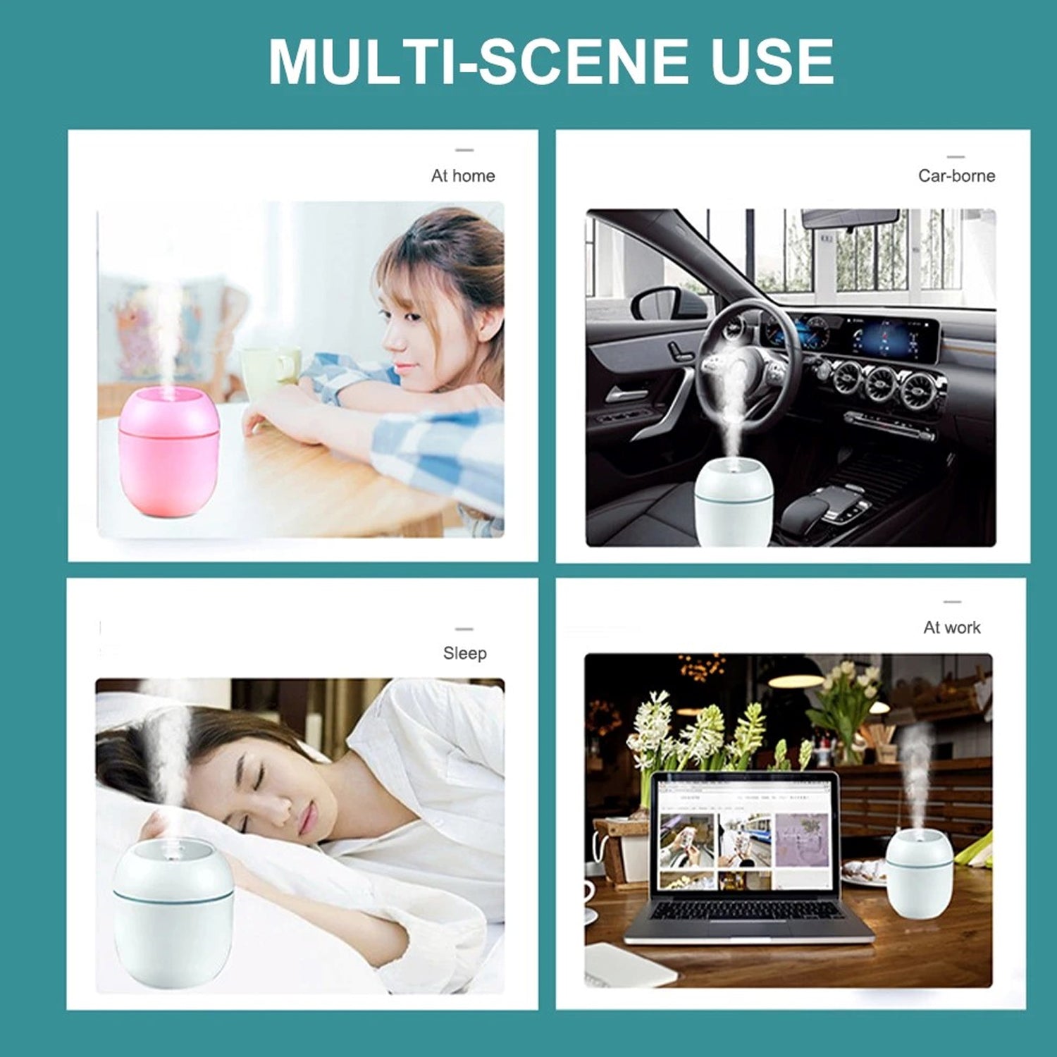 Portable Lighting Mini Humidifier, USB Personal Desktop Air Humidifier for Baby Bedroom Travel Office Home with Light, Cool Mist Humidifier, Essential Oil Diffusers, Cool Mist Humidifiers (250 ML) - infinityexculsivestore.com