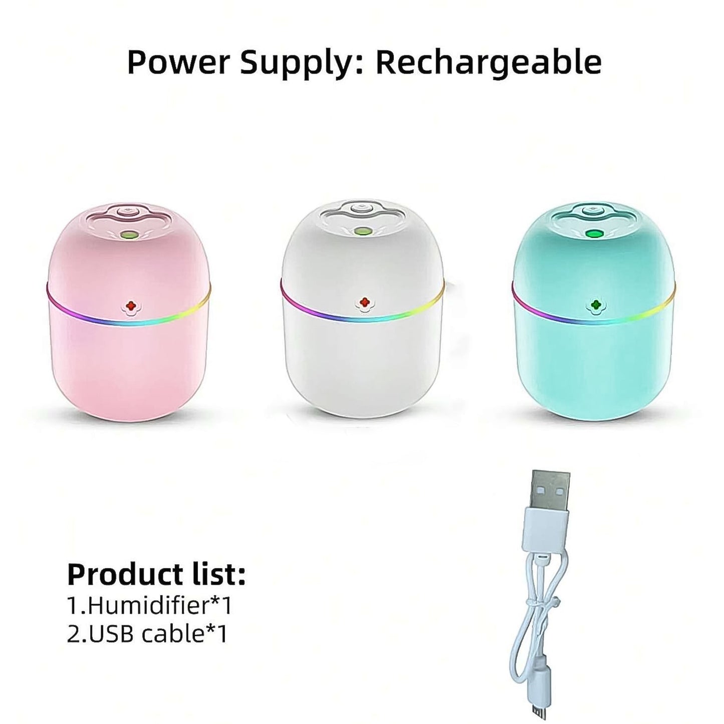 Portable Lighting Mini Humidifier, USB Personal Desktop Air Humidifier for Baby Bedroom Travel Office Home with Light, Cool Mist Humidifier, Essential Oil Diffusers, Cool Mist Humidifiers (250 ML) - infinityexculsivestore.com