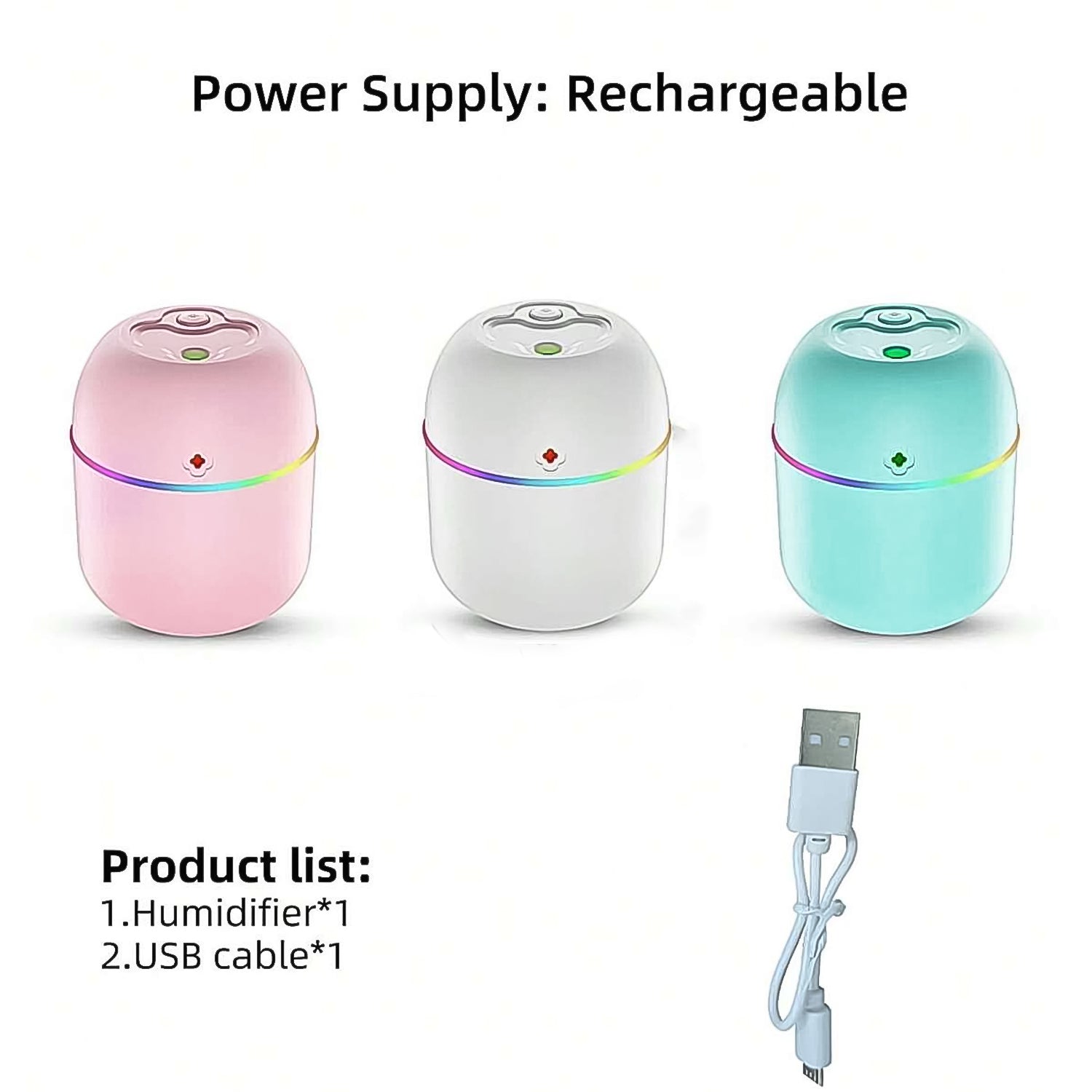 Portable Lighting Mini Humidifier, USB Personal Desktop Air Humidifier for Baby Bedroom Travel Office Home with Light, Cool Mist Humidifier, Essential Oil Diffusers, Cool Mist Humidifiers (250 ML) - infinityexculsivestore.com