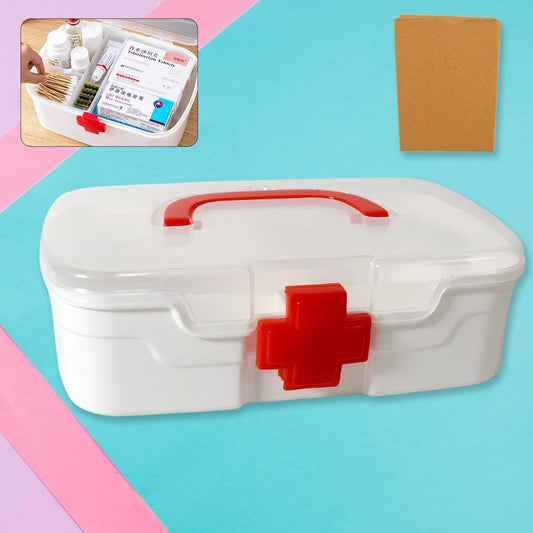 Medical Box, 1 Piece, Indoor Outdoor Medical Utility, Medicine Storage Box, Detachable Tray Medical Box Multi Purpose Regular Medicine, First Aid Box with Handle & Transparent Lid - infinityexculsivestore.com